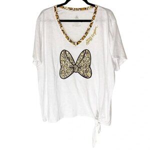 Disney Animal Kingdom Sequin Leopard Print Minnie Bow Shirt 2X